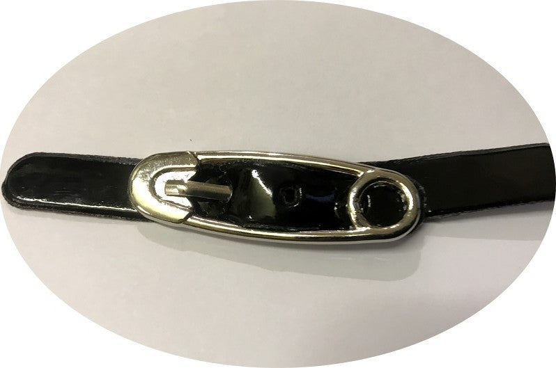 Kilt Tab Black Patent Leatherette Fastener to Sew on for Decorating Dresses, Bags, Customizations.