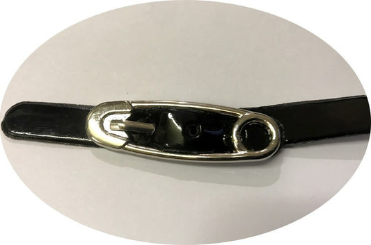 Kilt Tab Black Patent Leatherette Fastener to Sew on for Decorating Dresses, Bags, Customizations.