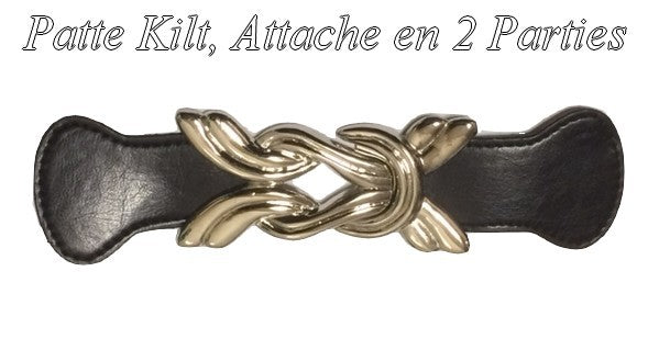 Faux Leather Kilt Tab with Silver Buckle to Sew in 18 Cm Black, White, or Gold.