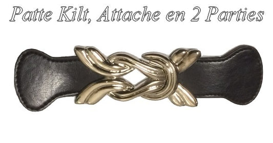 Faux Leather Kilt Tab with Silver Buckle to Sew in 18 Cm Black, White, or Gold.