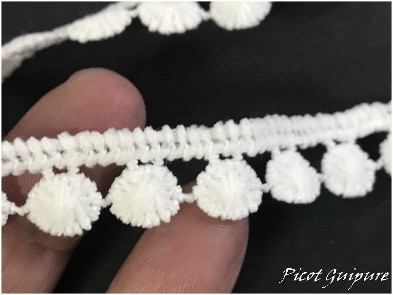 White Picot Guipure by the Meter.