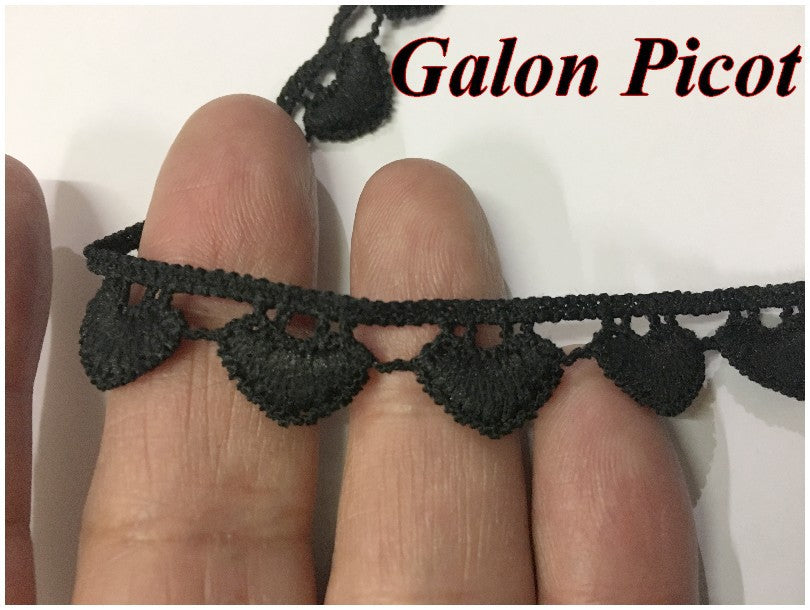 Black Picot Guipure Lace by the Meter.