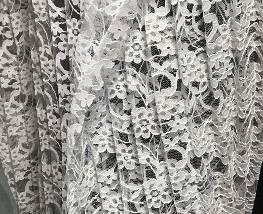 Plissé en Dentelle Blanche 145cm - Élégance Pure et Raffinée | White Pleated Lace 145cm - Pure Elegance