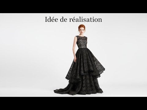 Dentelle Ajourée Stretch 150 cm Noir et Fil Doré