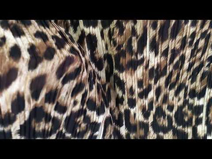 Tissu Plissé En crêpe Imprimé Leopard A Coudre, Pour Chemisiers, Jupes, Et Customisations.