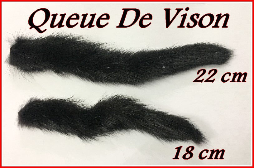 18cm Black Mink Tail for Crafts, Keyrings and Decorations.