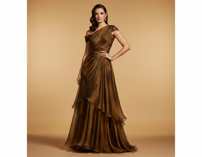 Mousseline de Soie Changeante Mordoré et Noir 145 cm - Haute Couture