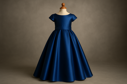 Satin Duchesse Bleu Royal – Tissu Haut de Gamme :  L'Éclat Raffiné pour des Créations Couture d'Exception.