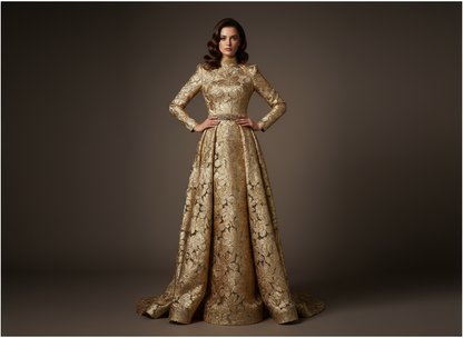 en tissu brocart doré au mètre