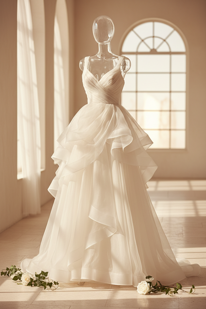 Organza Double de Soie Ivoire au Mètre - Tissu Haute Couture