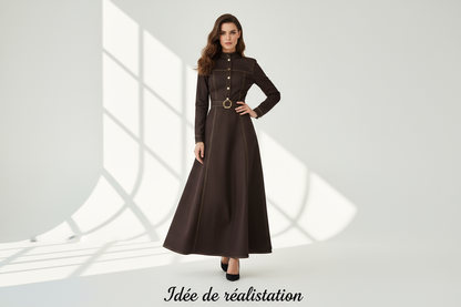 Tissu Jean Marron Foncé 180 cm - Denim au Mètre Couture Mode