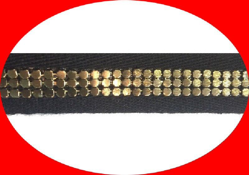 Gold Metallic Ribbon on Black Twill - Elegance and Versatility