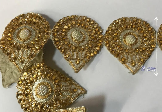 Ruban Brodé Doré OR orné de strass et de perles Pour Décorations Caftans Et Customisations.