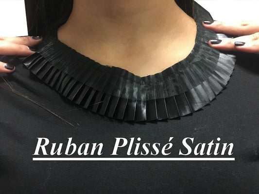 Ruban de Satin Plissé Noir  En 5 Cm De Largeur A Coudre, Pour Chemisers, Jupes, Et Customisations.