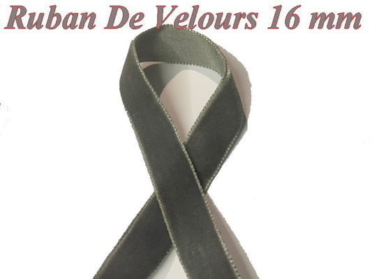 Ruban De Velours en 16 mm Couleur Gris  Pour vetements et Loisirs Créatifs