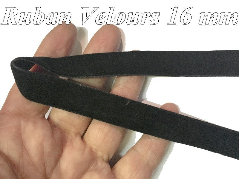 Ruban De Velours en 16 mm Couleur Noir  Pour vetements et Loisirs Créatifs
