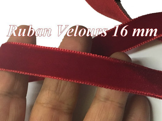 Ruban De Velours en 16 mm Couleur Rouge Pour vetements et Loisirs Créatifs