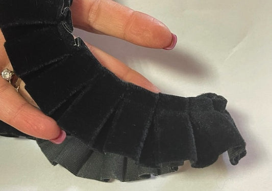 Ruban de Velours Plissé Noir  En 3,5 Cm De Largeur A Coudre, Pour Chemisers, Jupes, Et Customisations.