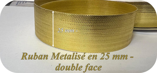 Cinta de Lurex Metalizada Dorada de Doble Cara por Metros de 25 mm de Ancho para Coser.