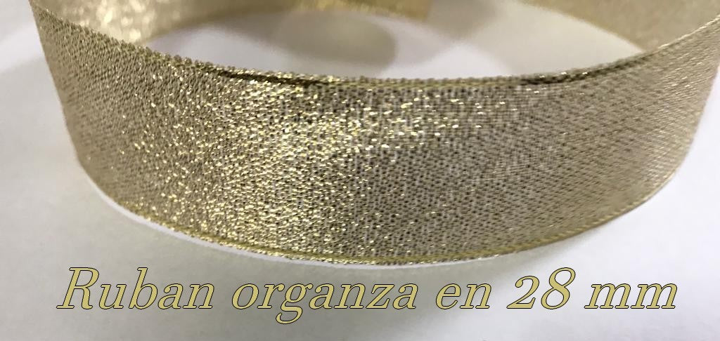 Cinta de organza dorada de 28 mm para decoración y personalización