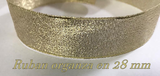 Cinta de organza dorada de 28 mm para decoración y personalización