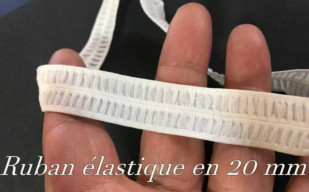 Ruban Elastique En 20 mm Fripée écru, pour lingerie : L'Élégance pour Votre Lingerie.