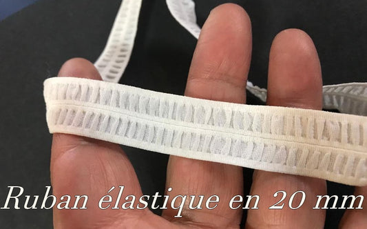 Ruban Elastique En 20 mm Fripée écru, pour lingerie : L'Élégance pour Votre Lingerie.