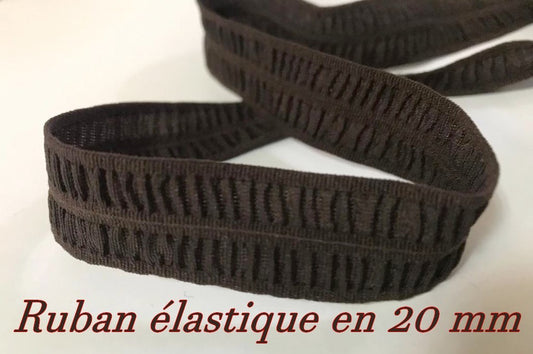 Ruban Elastique En 20 mm Fripée Marron , pour lingerie : L'Élégance pour Votre Lingerie.