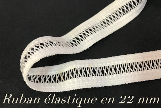 Ruban Elastique En 22 mm ivoire en entre deux ajouré, pour lingerie :  L'Élégance Suprême pour Votre Lingerie.