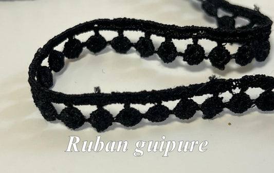 Black cotton guipure Picot ribbon – A refined detail for your couture creations!