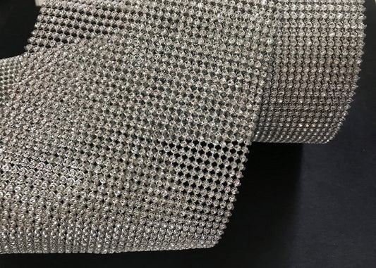 Ruban Façon Strass Au Mètre En 10 cm Couleur Argenté Pour Customisations Et Décorations