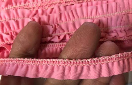 Ruban FrouFrou Rose lycra stretch au Mètre : pour lingerie et maillots de bains