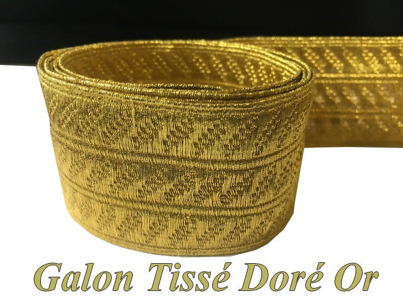 Cinta Trenza Dorada Tejida en Red Lurex Oro Metalizado por Metros en Ancho 4 cm para Coser.