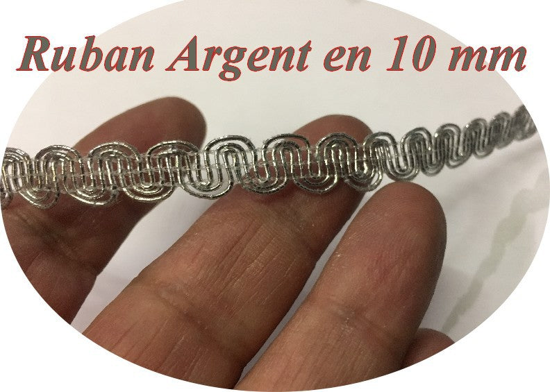 Ruban Galon En 1 Cm Argent pour Décorations.