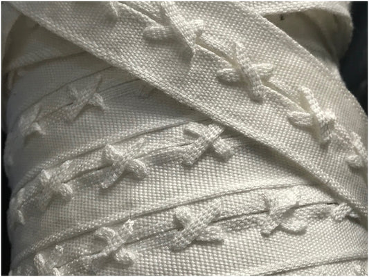 Cinta de grogrén por metro blanca con cordones de algodón para atar entre dos para coser para pasatiempos creativos y decoraciones.