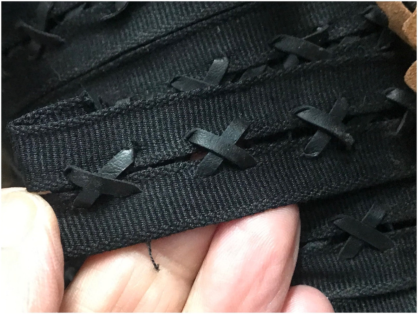 Grosgrain Ribbon By The Meter Black With Faux Leather String Fasteners For Sewing For Crafts And Decorations.