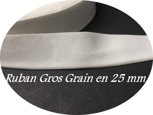 Cinta de Grosgrain Blanca Lisa de 25m mm para Coser Manualidades y Decoraciones.