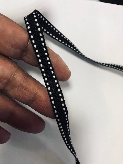Cinta de grosgrain negra de 10 mm con puntada Cellier para costura y manualidades.
