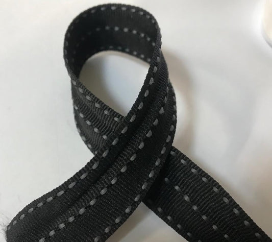 Cinta de grogrén negra de 25 mm con doble puntada para costura Cellier Grey: ideal para tus aficiones creativas y decoraciones.