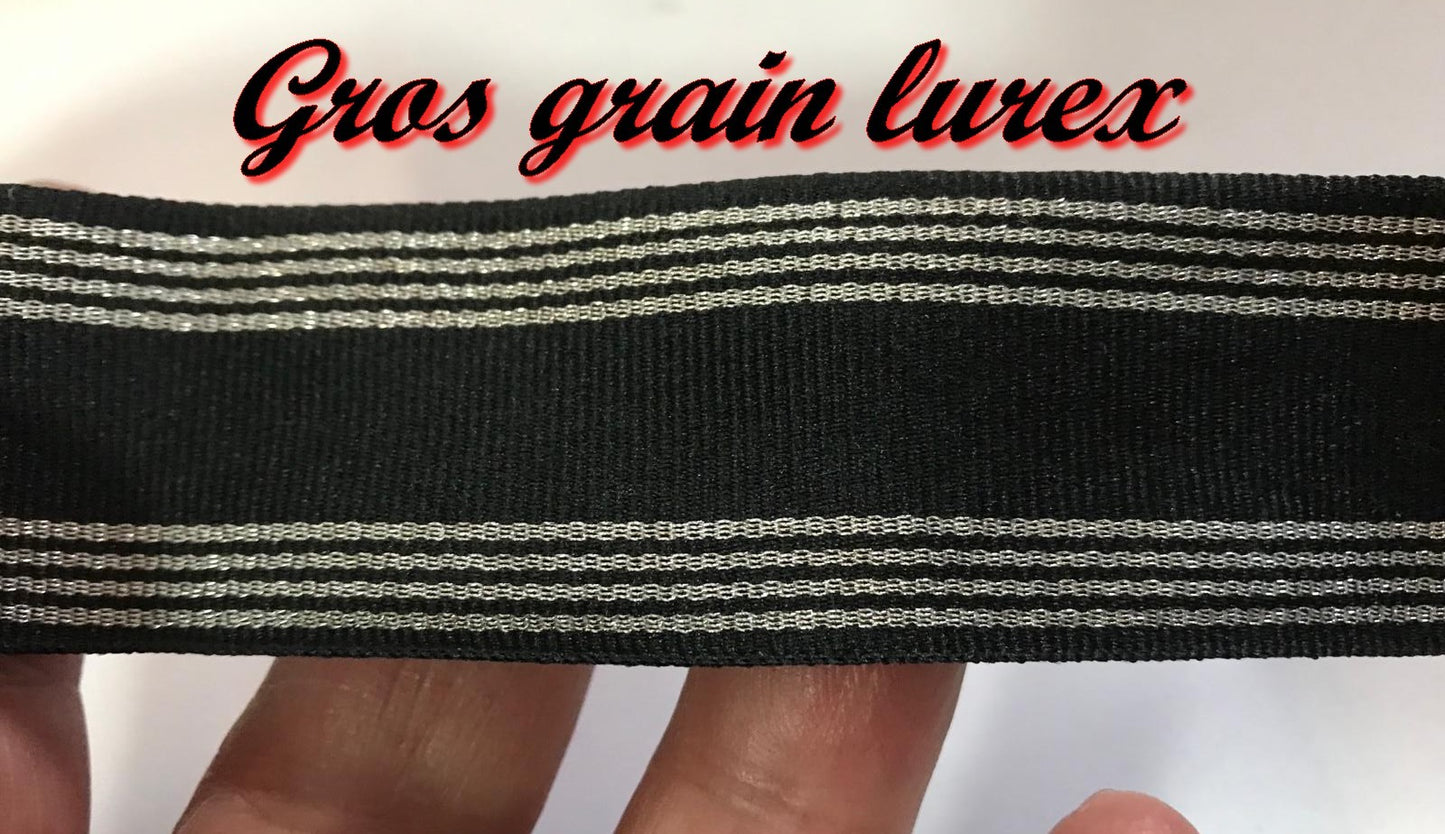 30 mm Black Lurex Grosgrain Ribbon for Sewing: Ideal for Your Creative Hobbies and Decorations