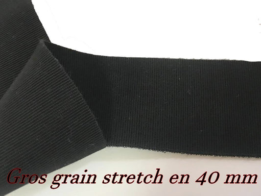 Cinta de Grosgrain de Lycra Negra Lisa de 40 mm para Coser Manualidades y Decoraciones.