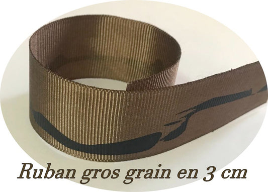 "Ruban Gros grain marron imprimé : Ajoutez une touche d'élégance à vos créations !"