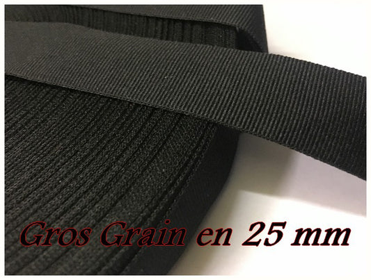 Cinta de Grosgrain Negra Lisa de 25m mm para Coser Manualidades y Decoraciones.