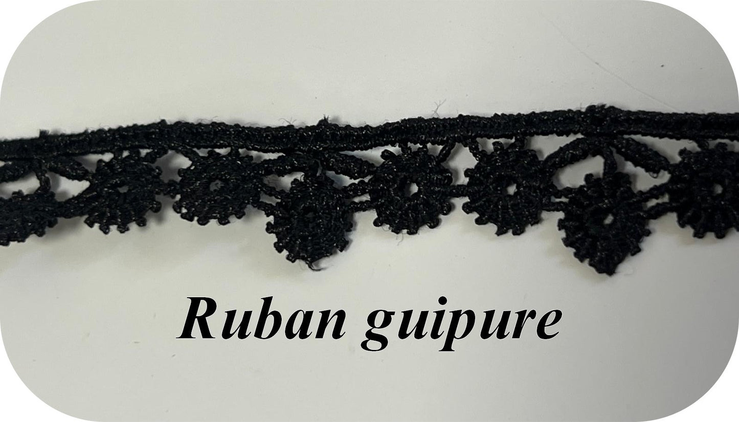Black guipure ribbon with small flowers – Decorative lace