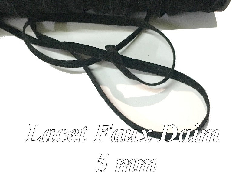 Cinta de encaje de gamuza sintética negra de 5 mm: costura para manualidades y decoraciones.