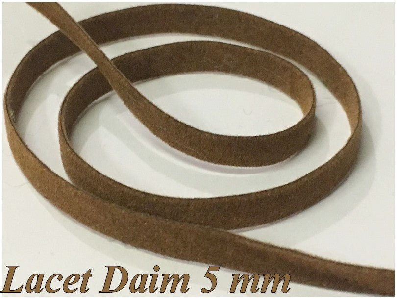 Cinta de encaje de gamuza sintética color tabaco de 5 mm para coser en manualidades y decoraciones.