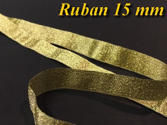 Gold Lurex Ribbon by the Meter - 15 mm Wide for Sewing for Crafts and Decorations.