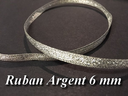 6mm Silver Lurex Ribbon for Sewing for Crafts and Decorations.