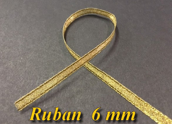 6mm Gold Lurex Ribbon - Gold To Sew For Crafts And Decorations.