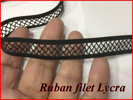 Ruban Lycra Elastique Au Mètre En 15 mm Noir Pour Lingerie et Customisation.